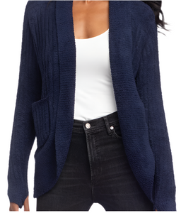 Solid Rib Marshmallow Cocoon Cardigan W/ Thumbholes