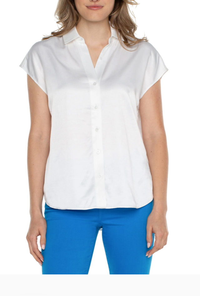 Dolman Sleeve Blouse w/ Collar and Button Front