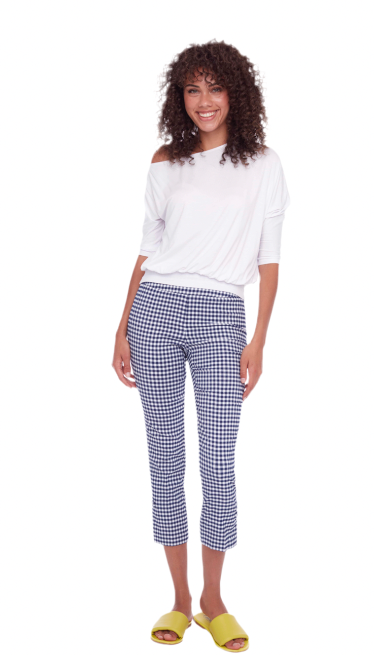 Crop Vent Gingham Pant