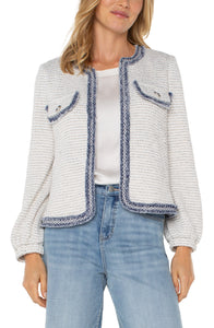 Collarless Jacket W/ Fray Detail