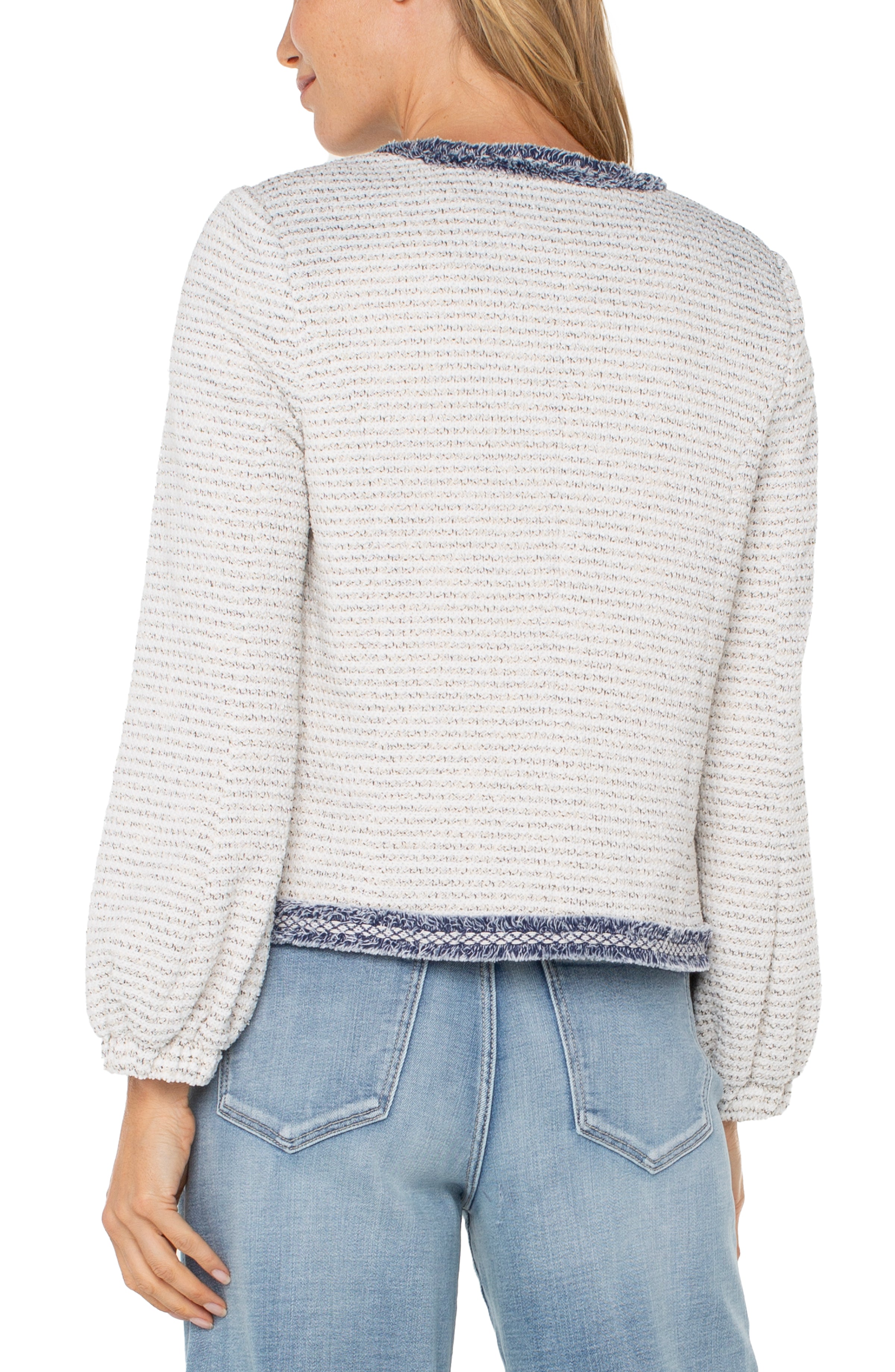 Collarless Jacket W/ Fray Detail