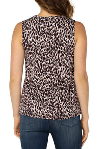 Sleeveless V-Neck Knit Top W/ Tucks