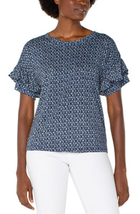 1/2 Sleeve Drop Shoulder With Ruffle