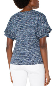 1/2 Sleeve Drop Shoulder With Ruffle