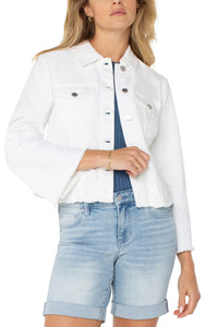 Jacket W Fray Hem and Paisley Embroidery