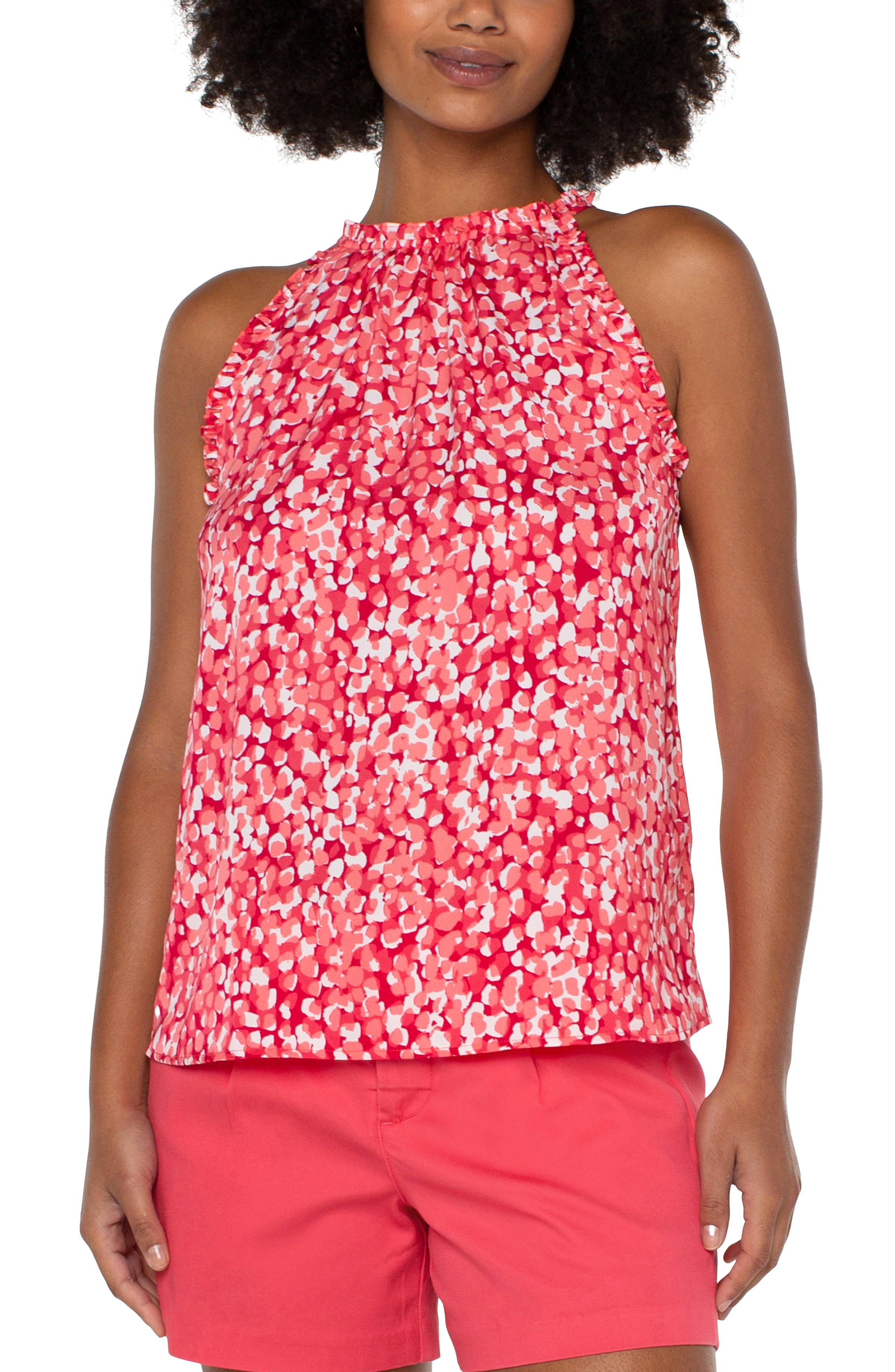 Sleeveless Halter Top W/ Ruffles