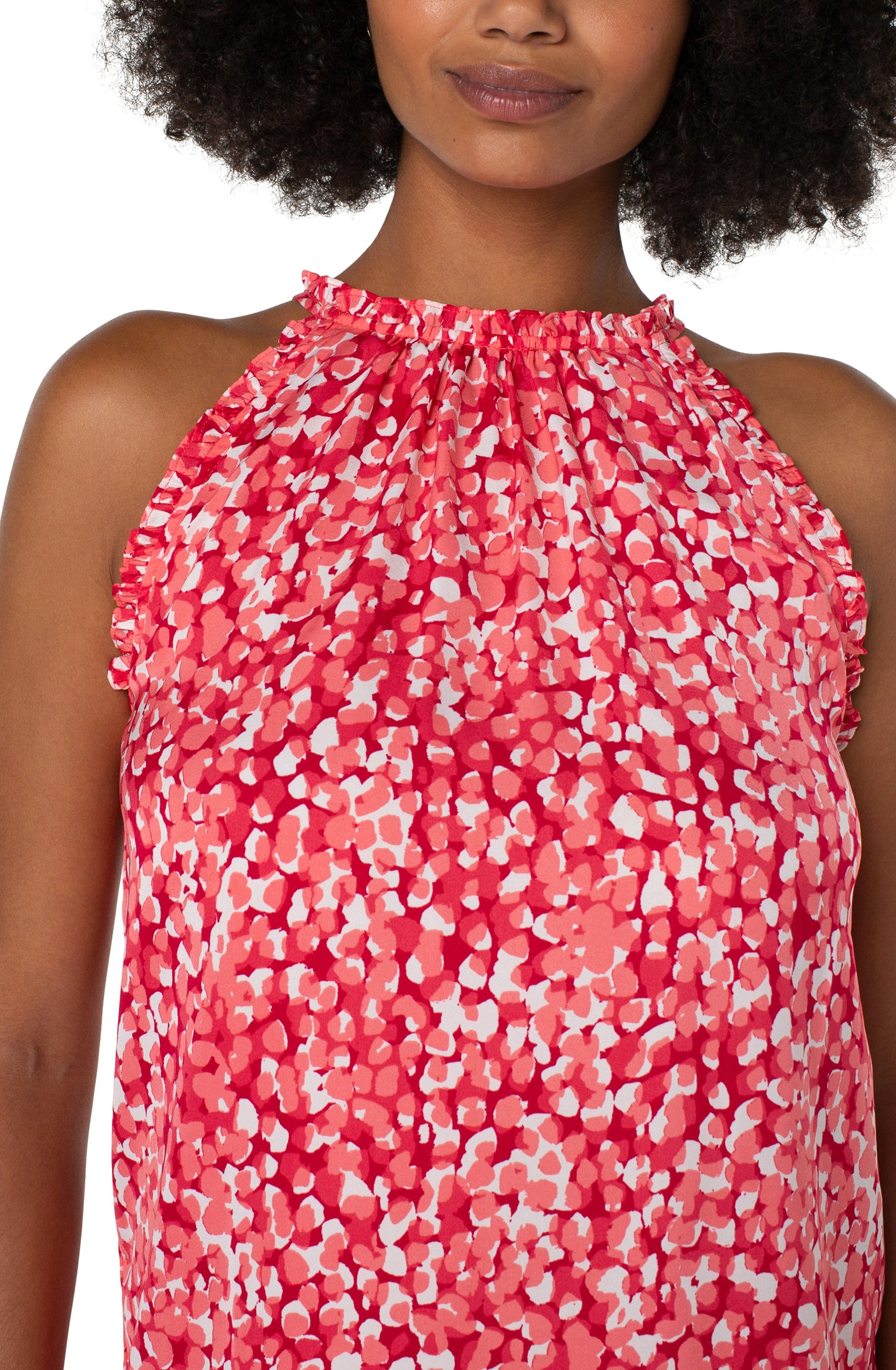 Sleeveless Halter Top W/ Ruffles