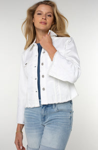 Jacket W Fray Hem and Paisley Embroidery