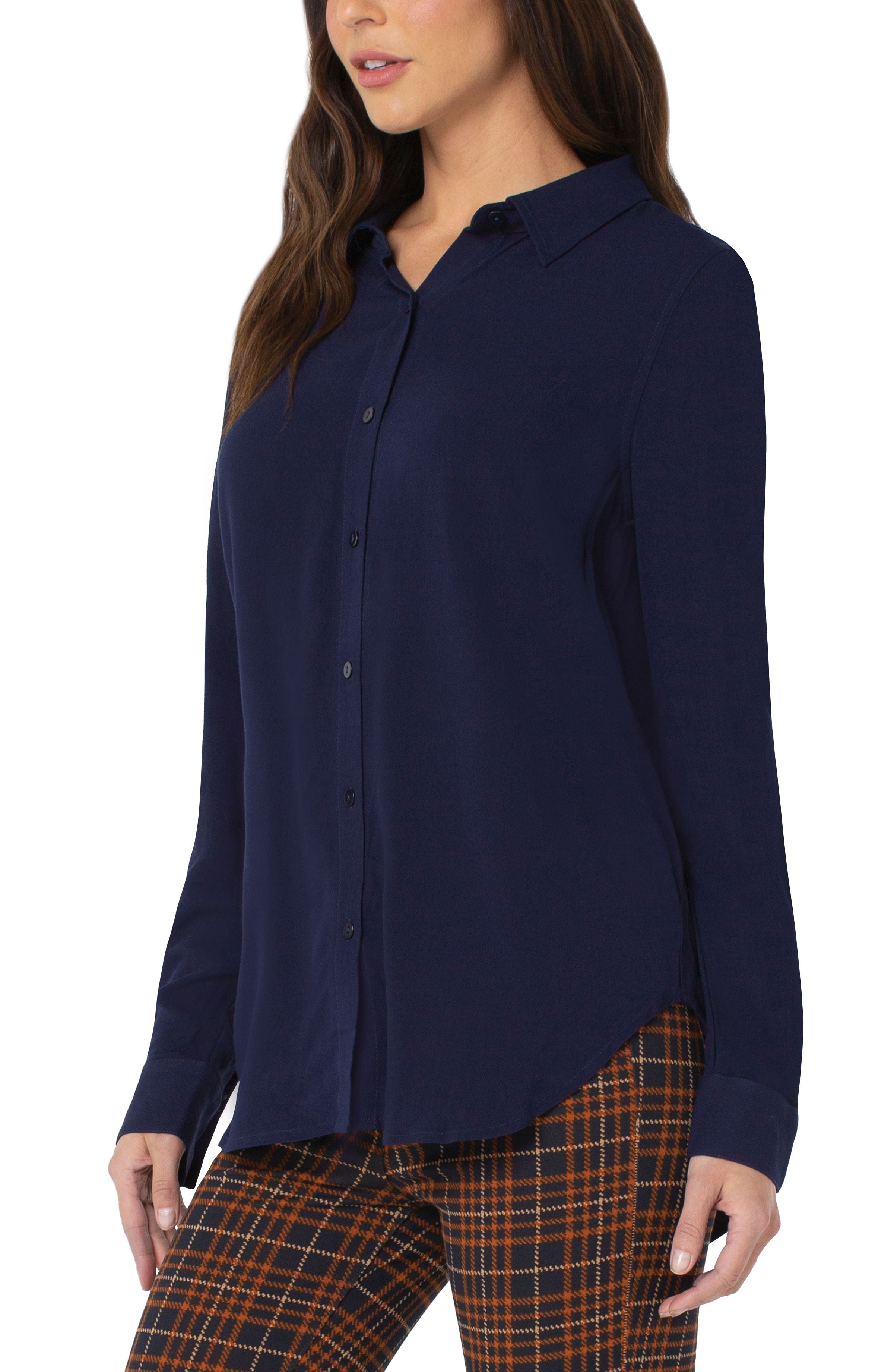 Button Front Tunic W/ Inverted Pleat