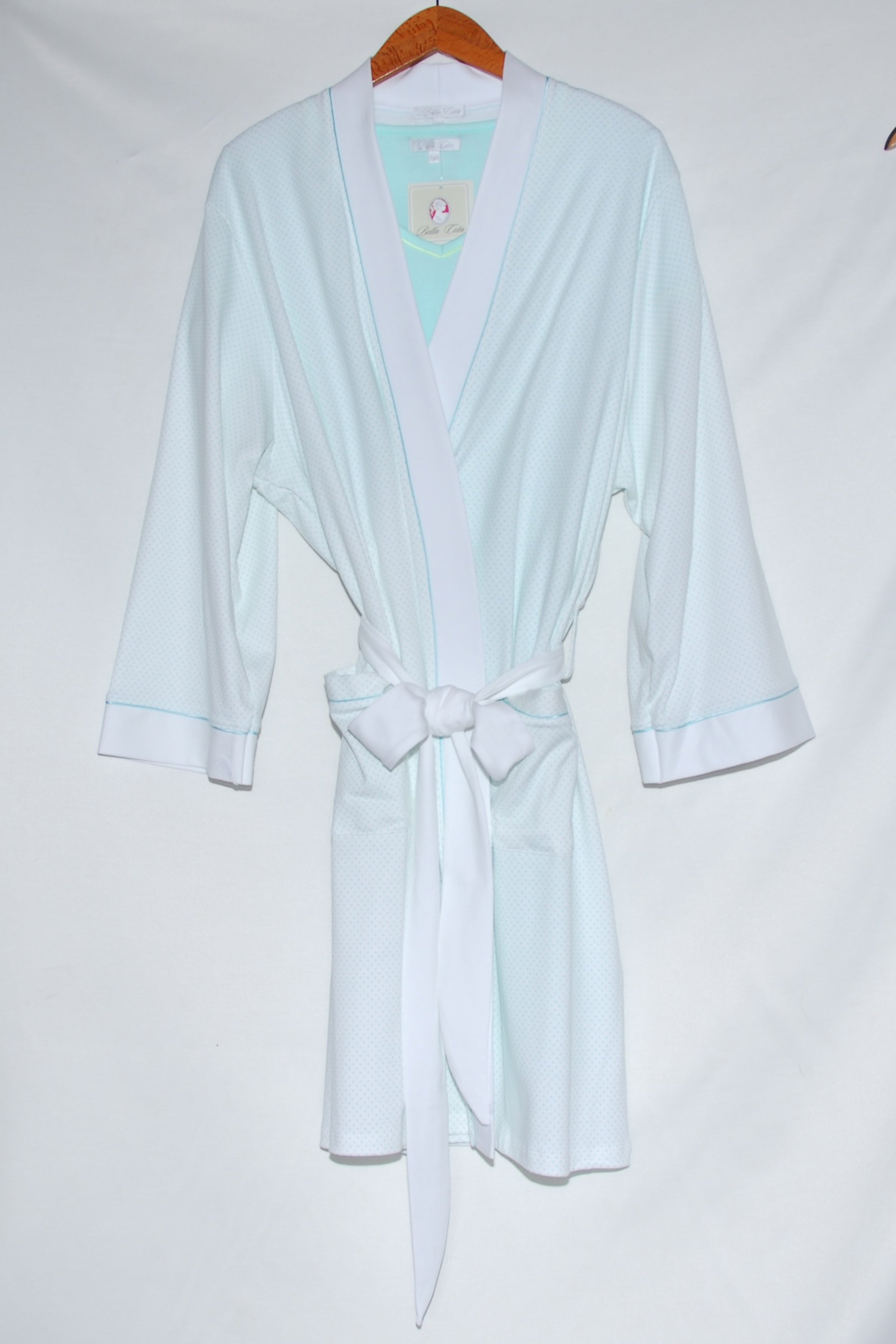 Short Kimono Robe with Mini Dots