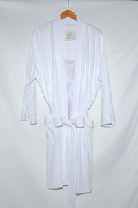 Short Kimono Robe-Solid with Lace Trim