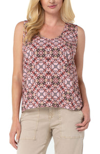 Shirred Back V Neck Tank