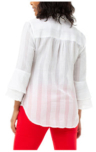 Button Front Tiered Bell 3/4 Sleeve