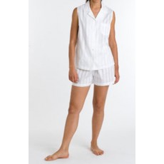 Tina's Satin Stripe Sleeveless Shadow Stripe Pajama Short Set
