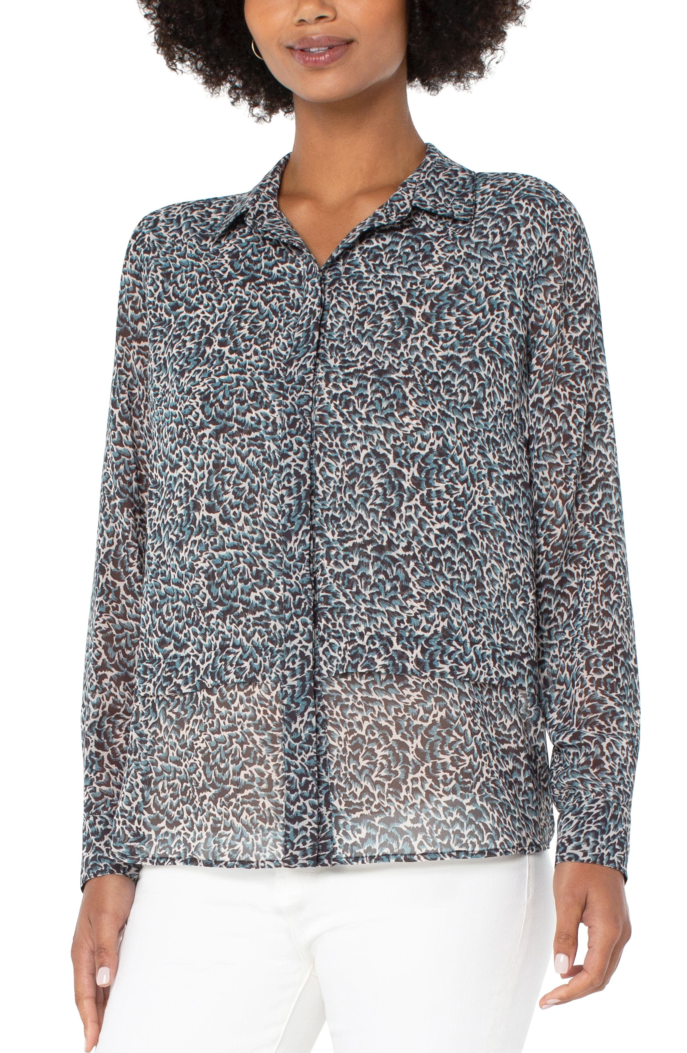 Double Layer Hidden Placket Long Sleeve